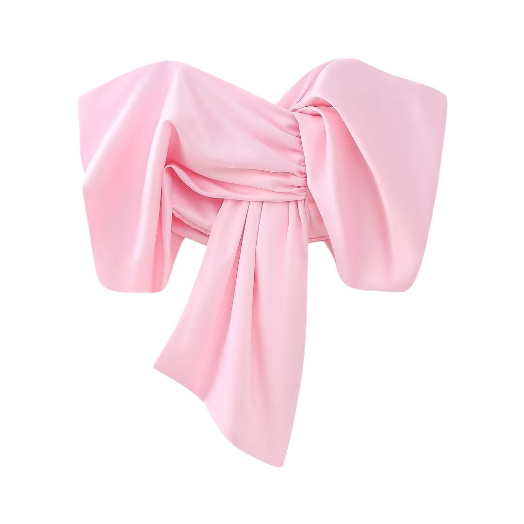 Femme Elegante Sløjfe-Detail Crop Top Stilla