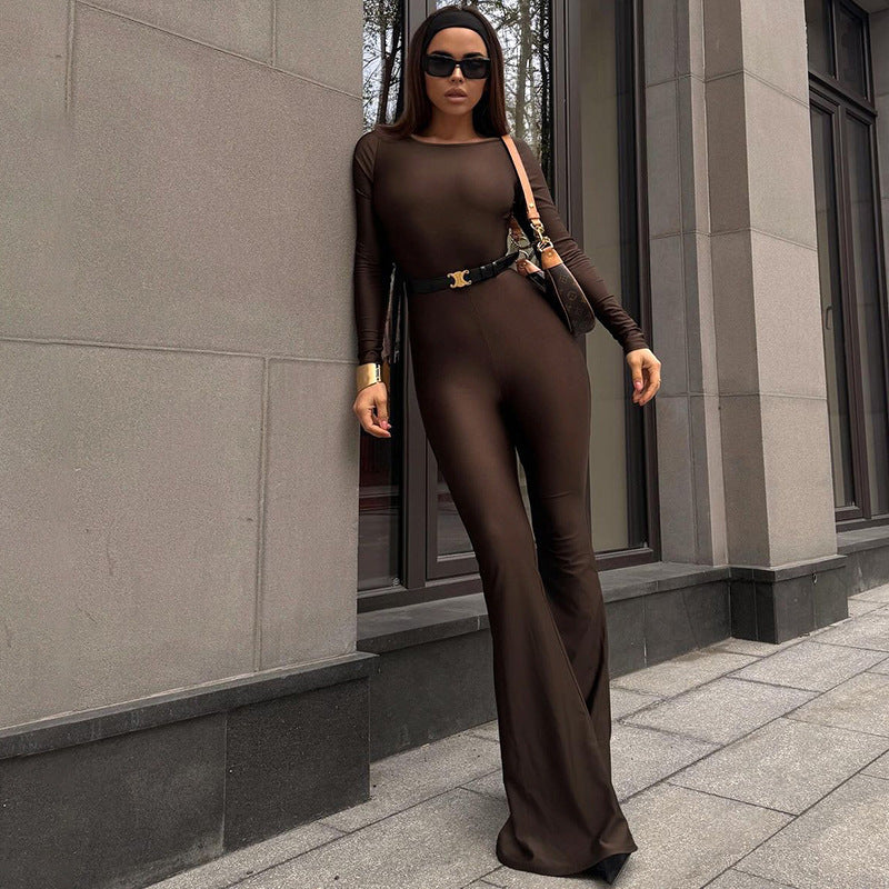 Dame jumpsuit med skulderfri design og bredt ben Skovae