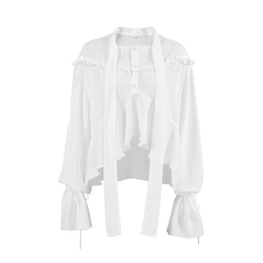 Damer Gennemsigtig Bluse med Rynkedetaljer og Casual Snit Stilla
