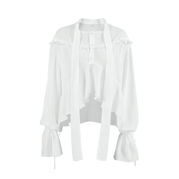 Damer Gennemsigtig Bluse med Rynkedetaljer og Casual Snit Stilla