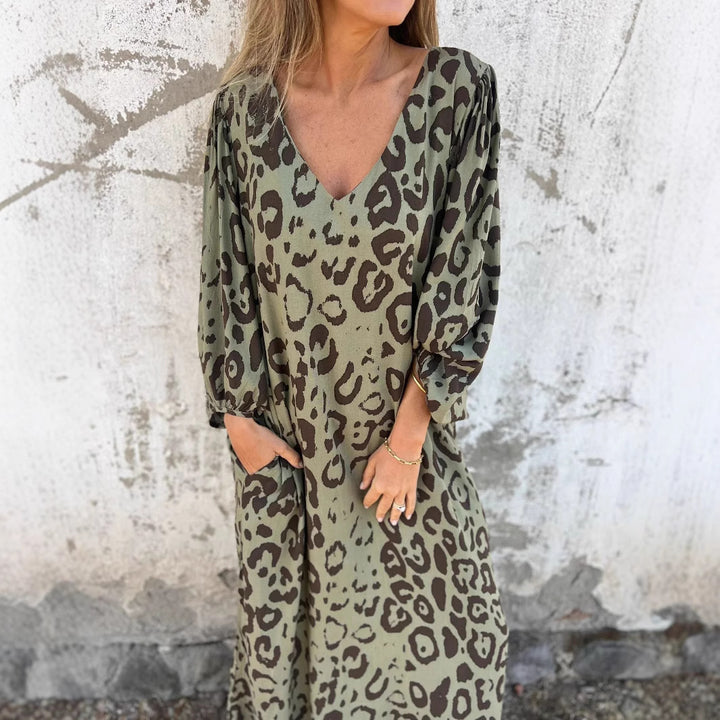 Dame maxikjole med leopardmønster Stilla
