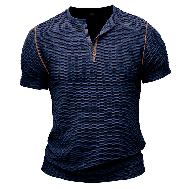 Herrer moderigtig kortærmet Henley skjorte med struktureret design Stilla