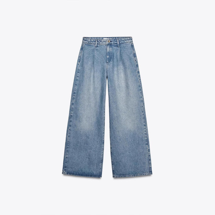 Femme Højtaljede Bredbensk Fald-Denim-Bukser Stilla