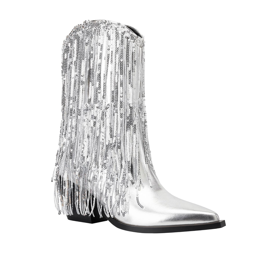 Femme Højtydende Metal Frynse Stiletto Støvler Stilla