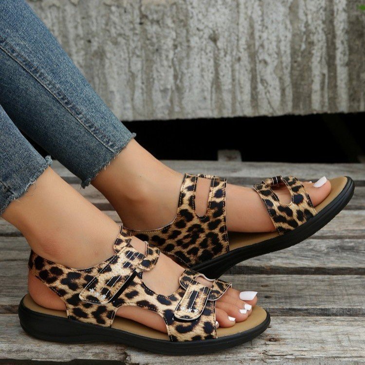 Dame Behagelige Velours-Sandaler med dobbelt Velcro-lukning og anatomisk fodseng Stilla