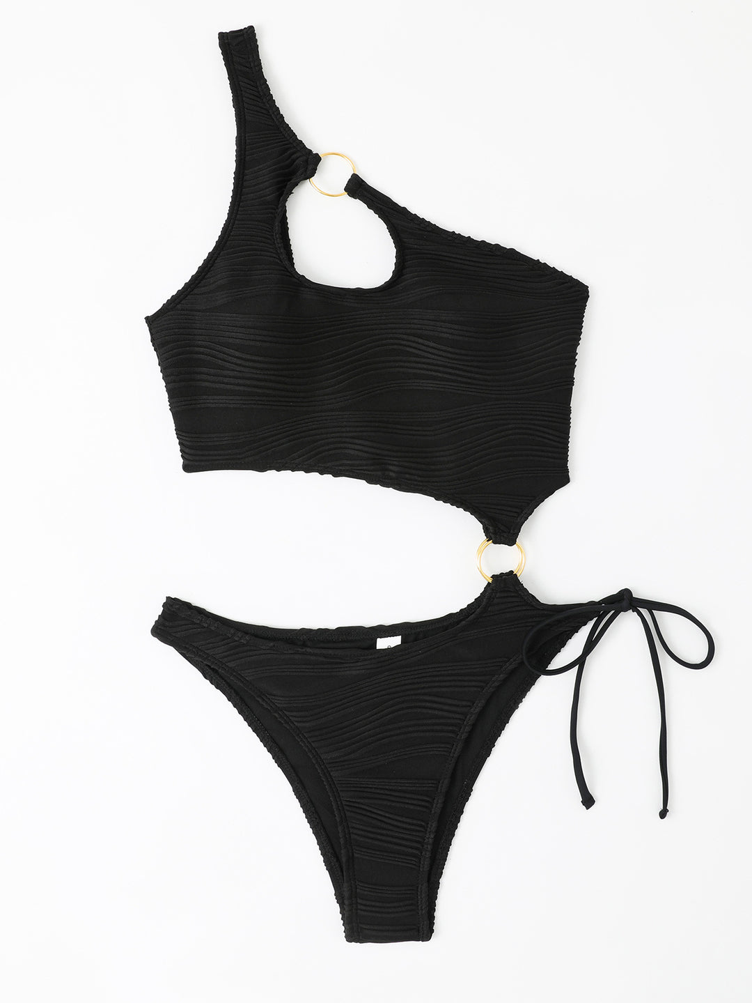 Dame bikini-sæt med asymmetrisk design og elegant ringdetalje Stilla