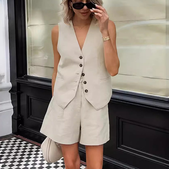 Dame high-tailored vest med elegant knapliste Stilla
