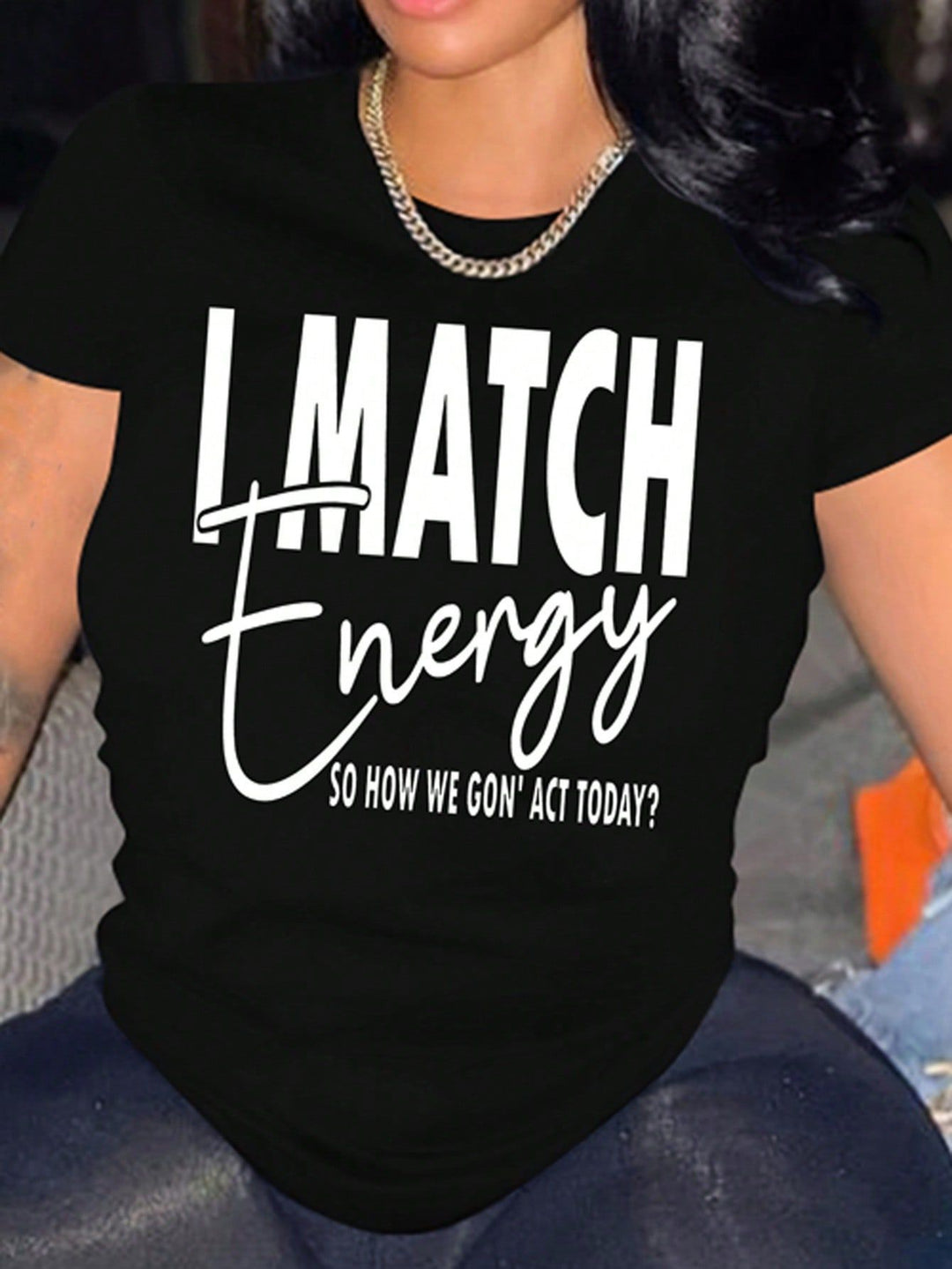 Dame Motiveret Kortærmet T-shirt med kreativ skrift Stilla