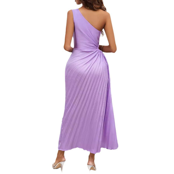 Dame Plisseret Maxikjole med asymmetrisk snit og elegant drapering Stilla