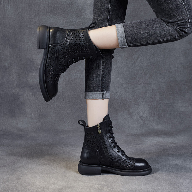 Dame perforerede snørebånd-ankelstøvler med chunky sål Stilla
