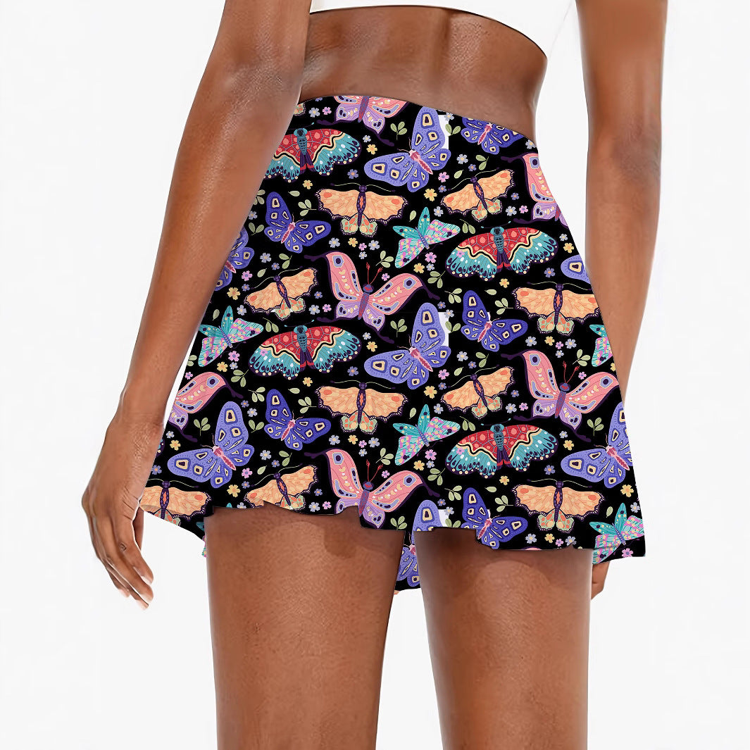 Femme Sommerfugleprint Skaternederdel Stilla