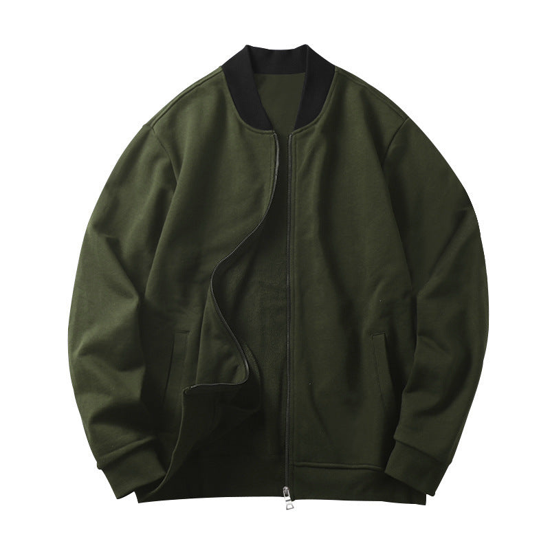 Herren nan legerer Baumwoll-Blouson med kontrastkrave synlig metal zip og sidelommer Skovae