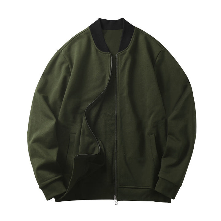 Herren nan legerer Baumwoll-Blouson med kontrastkrave synlig metal zip og sidelommer Skovae