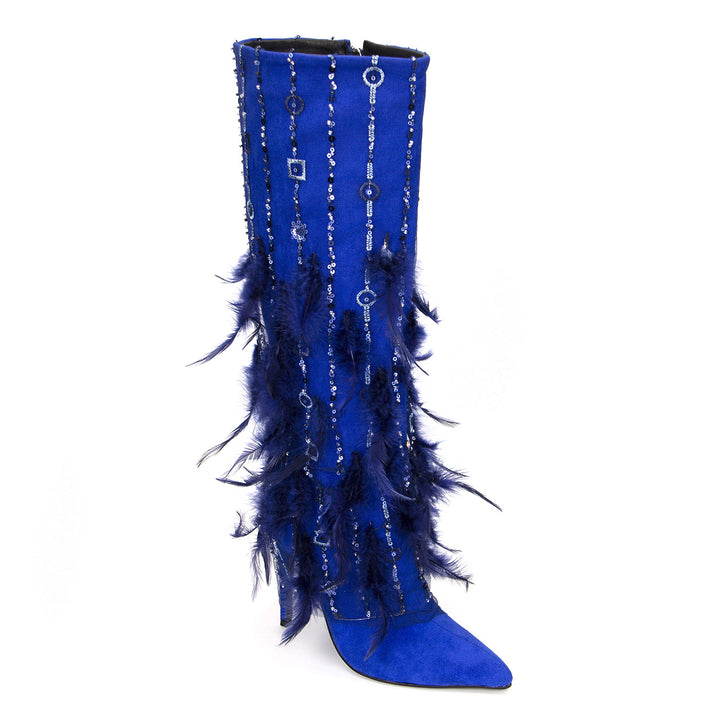 Femme High-Fashion Fjerede Stiletto-Boots Stilla
