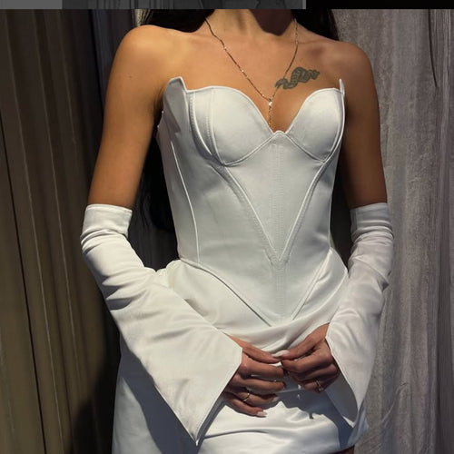 Dame Korsetkjole med elegant Bustier-design og lange ærmer Stilla