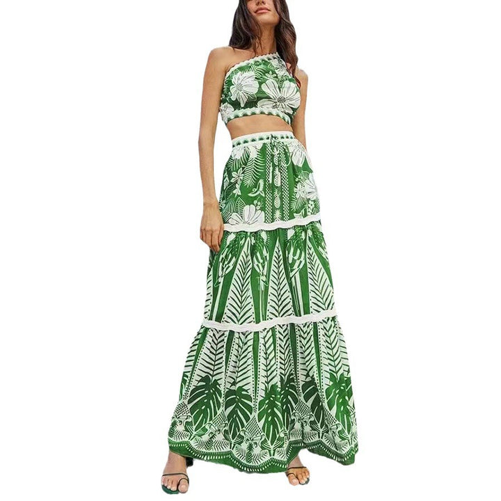 Dame bikinisæt med elegant maxiskørt og blomstret design Stilla