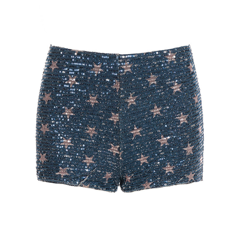 Dame Mini skirt med funklende paljetter og legende prikdesign Skovae