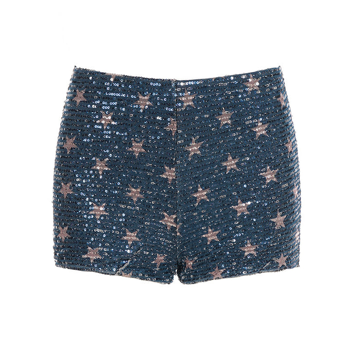 Dame Mini skirt med funklende paljetter og legende prikdesign Skovae