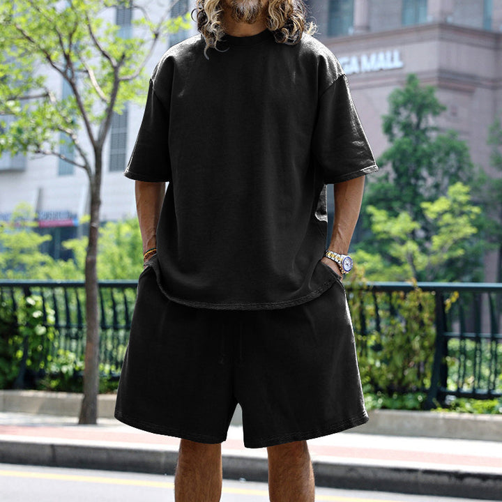 Herrer afslappet overdel og shorts sæt med oversized pasform Stilla