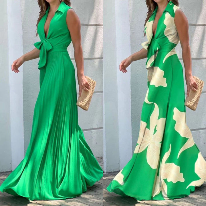 Dame Maxi Vokset Kjole med Blomsterdesign Stilla