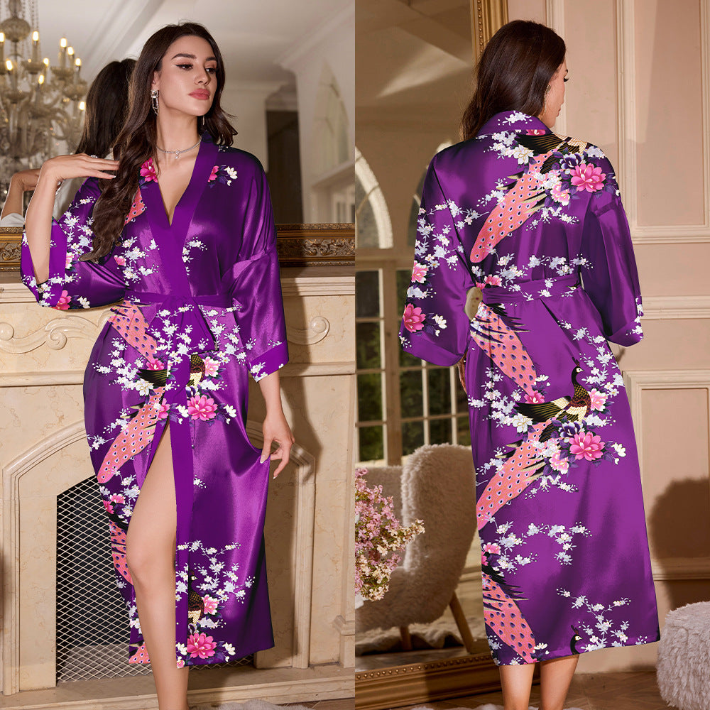 Dame Kimono-robe med blomstermønster Stilla