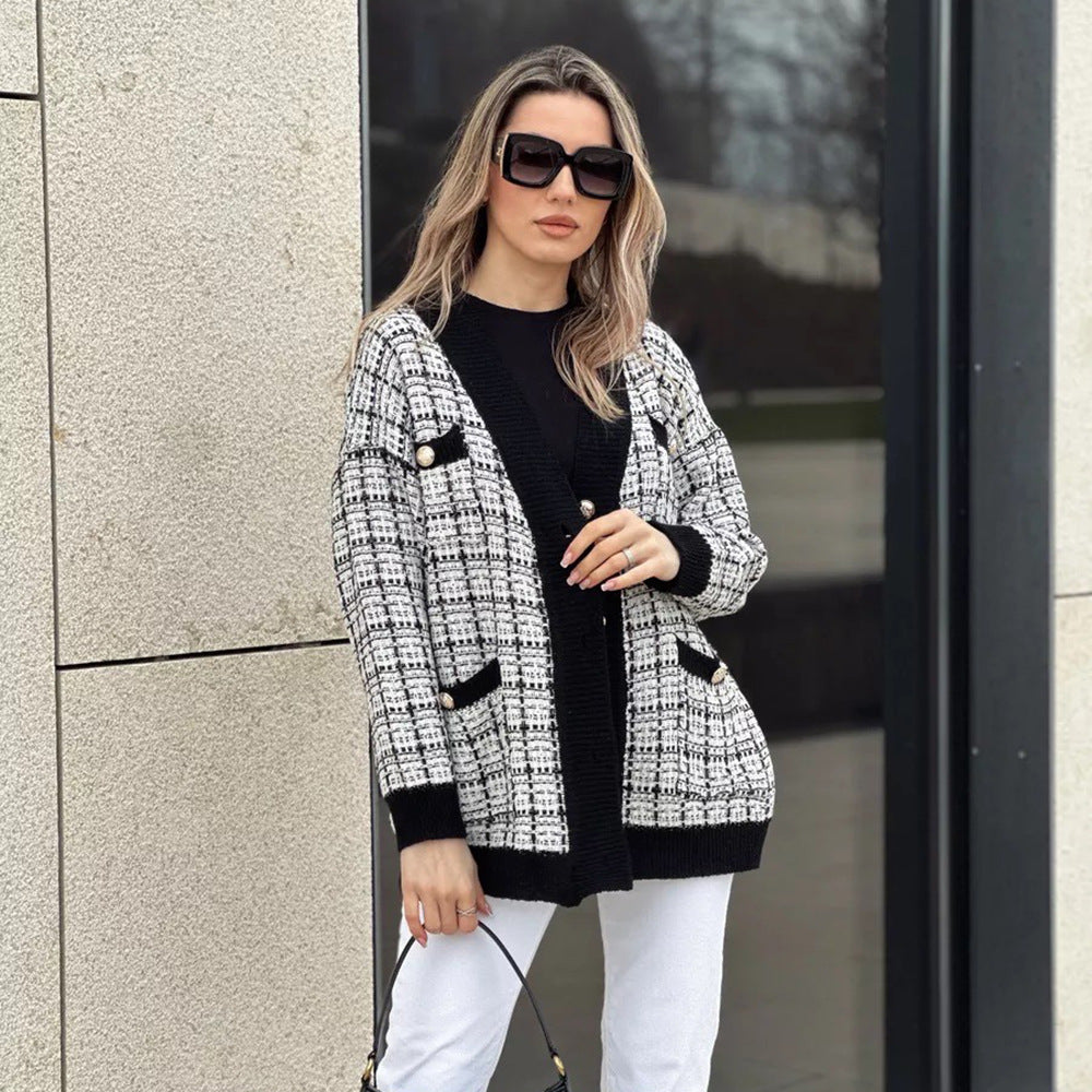 Femme Tweed Æstetik Blazer Cardigan Stilla