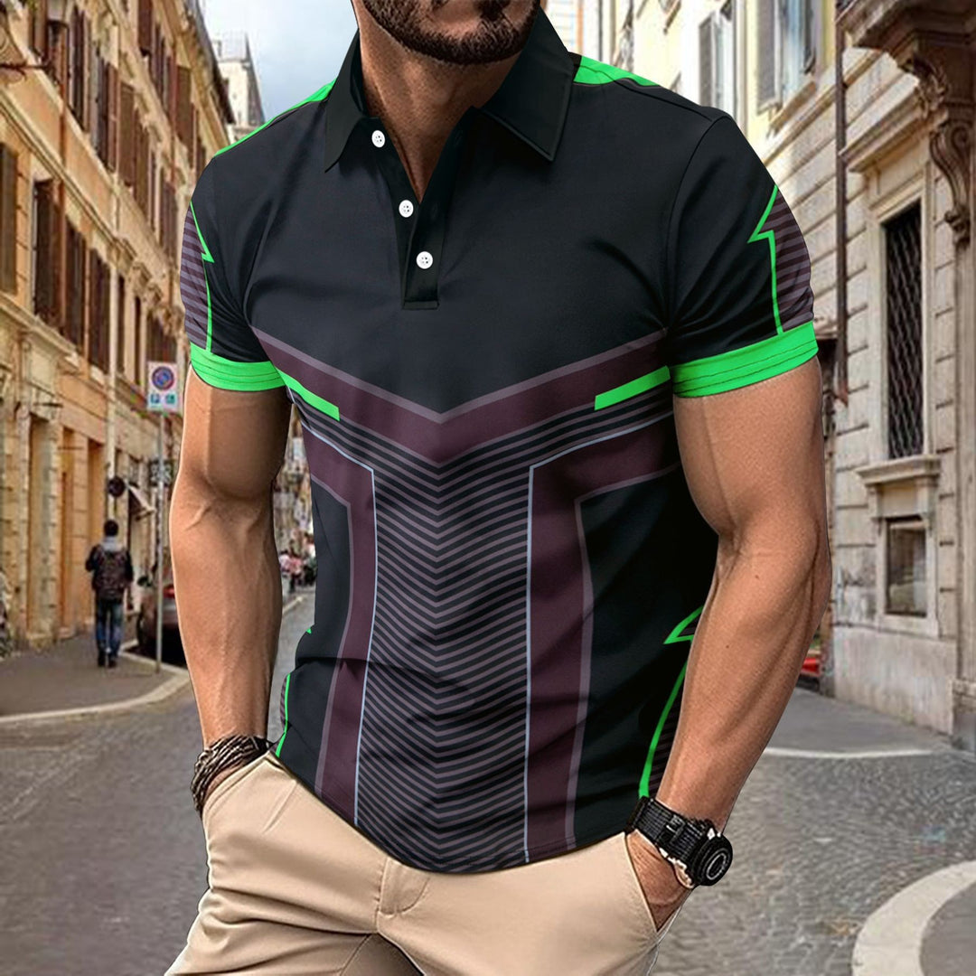 Herrernes sporty polo t-shirt med moderne grafikdesign Stilla