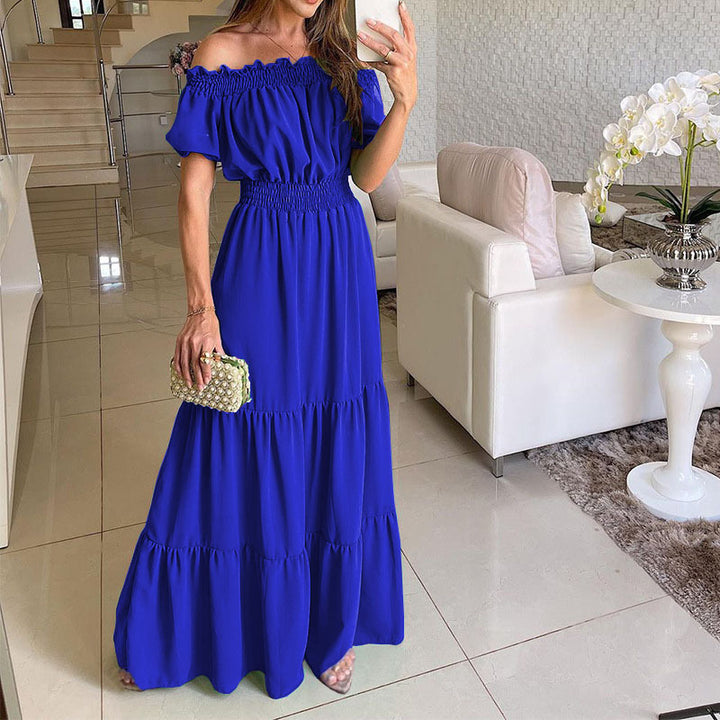 Dame Off-Shoulder Rynk Maxi Kjole Stilla