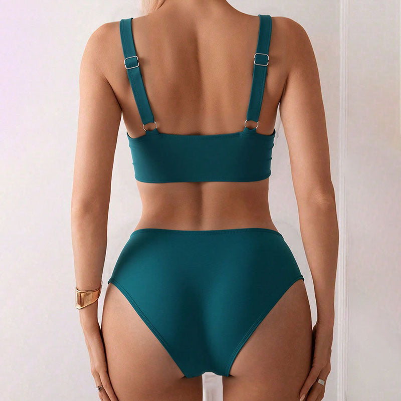 Dame Højskåret Bikini-sæt med Wrap-top Skovae