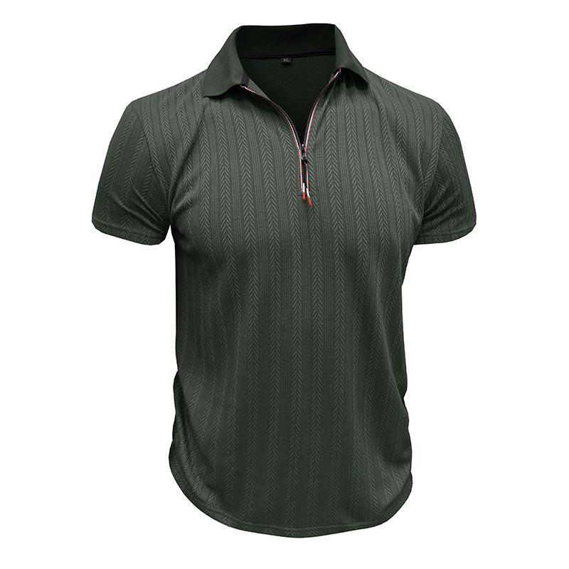 Herrer polo shirt med lynlås og struktureret design Stilla