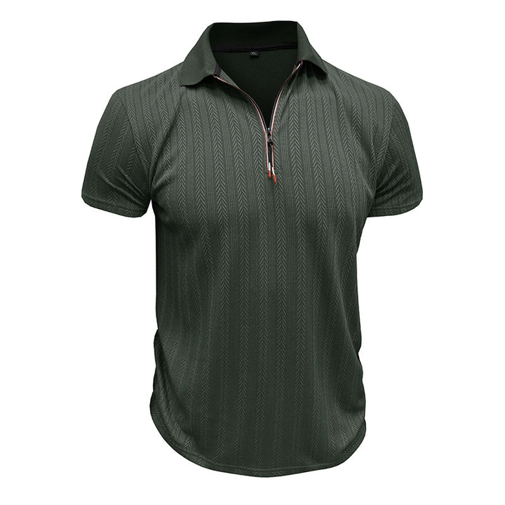 Herrer polo shirt med lynlås og struktureret design Stilla