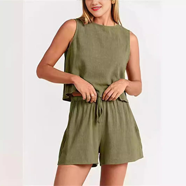 Dame afslappet sæt med ærmeløs top og shorts Stilla
