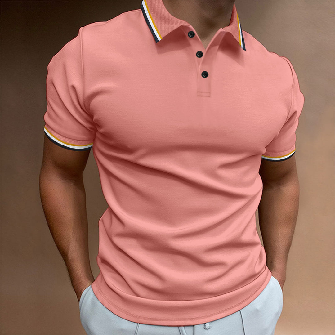 Herren modeshirt med kontrasterende krave og åndbare elementer Stilla