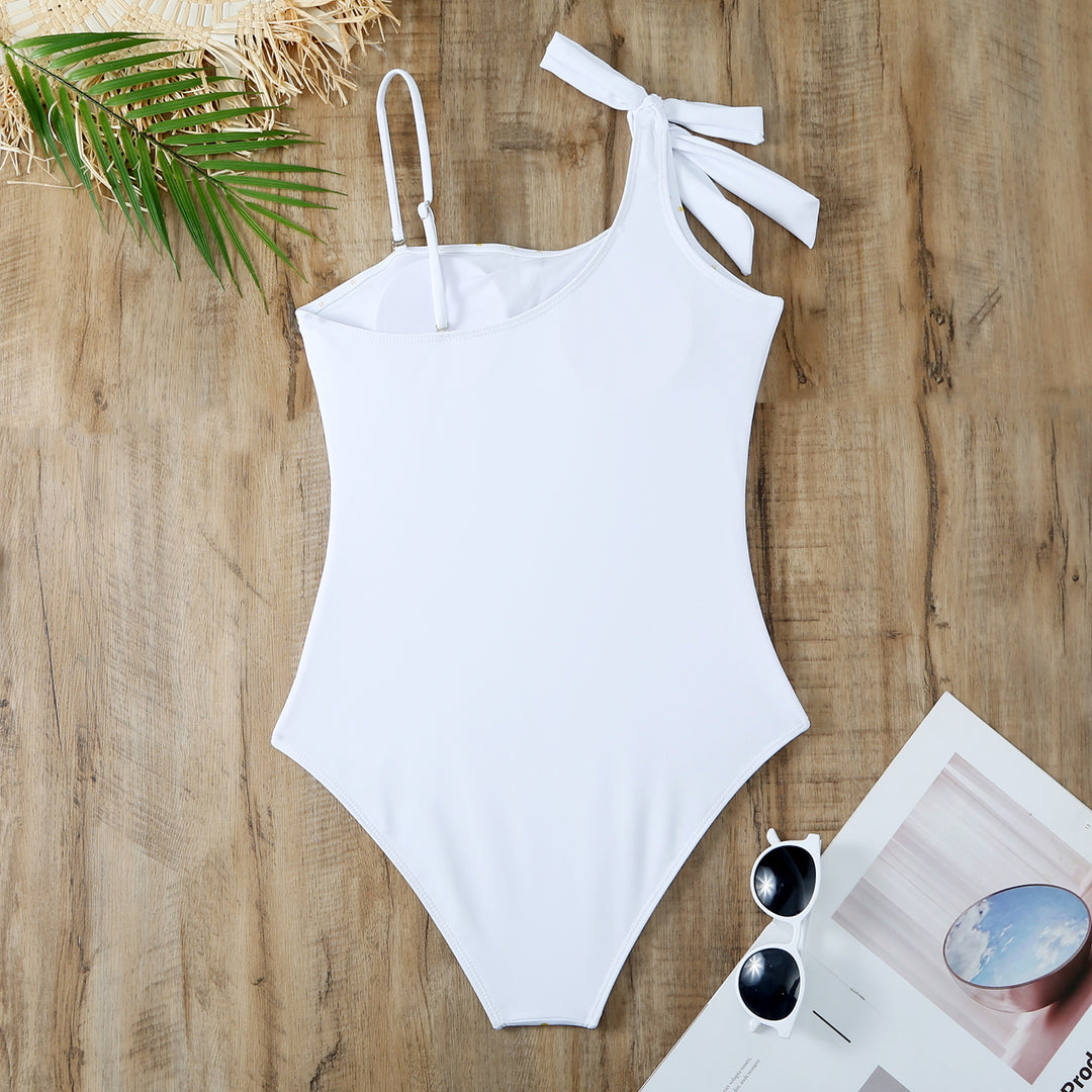 Dame badetøj med elegant one-shoulder badedragt og lang maxiskørt Stilla