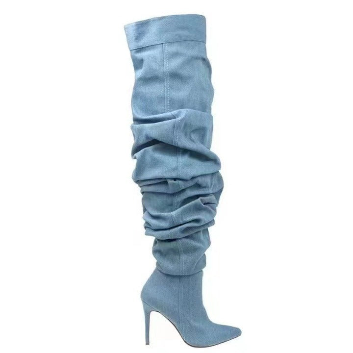 Femme Slouchy Over-knæ Stiletto Støvler Stilla