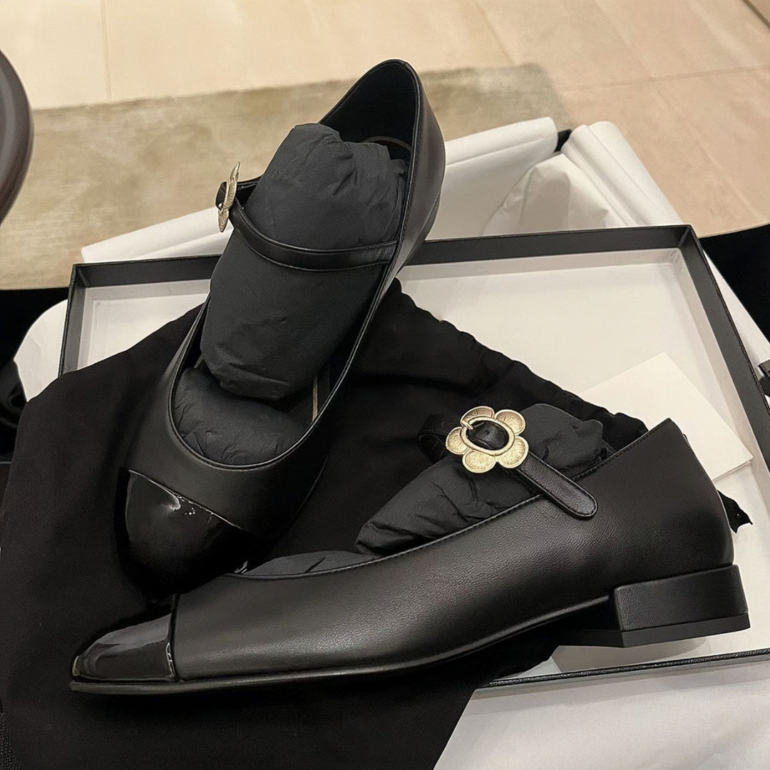 Dame Elegant Mary Jane Ballerinas med Pyntet Blomsterakcent Stilla