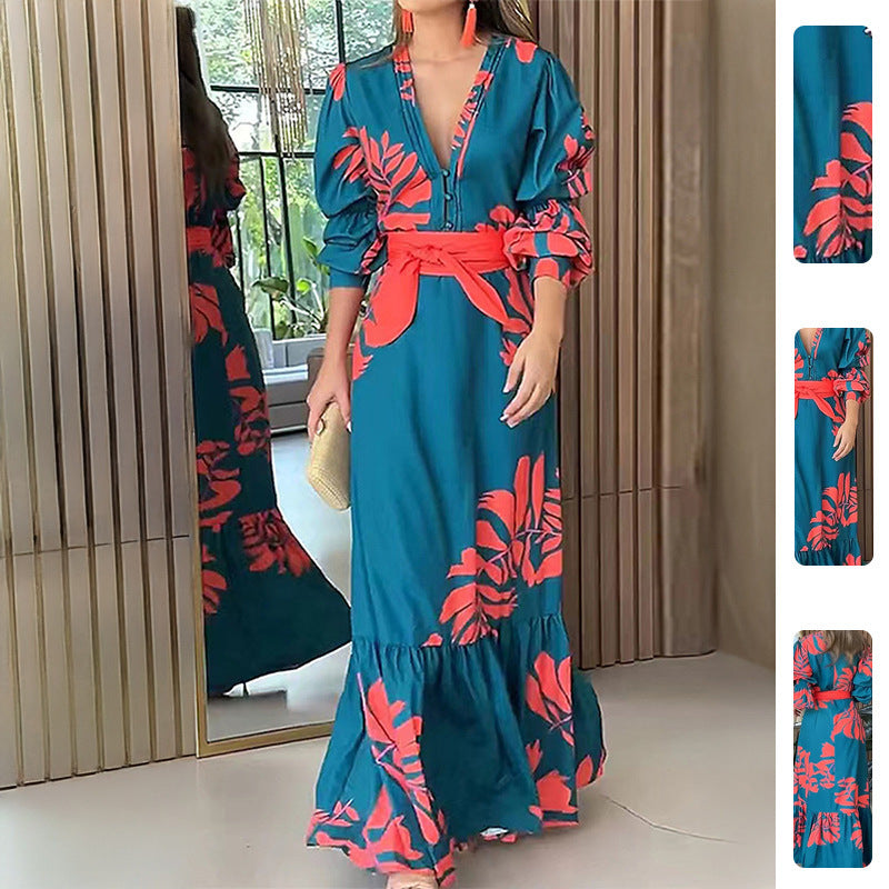 Damer maxi kjole med elegante blomster mønstre Stilla