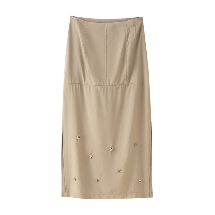 Femme Elegant Broderet Midi-Nederdel Stilla