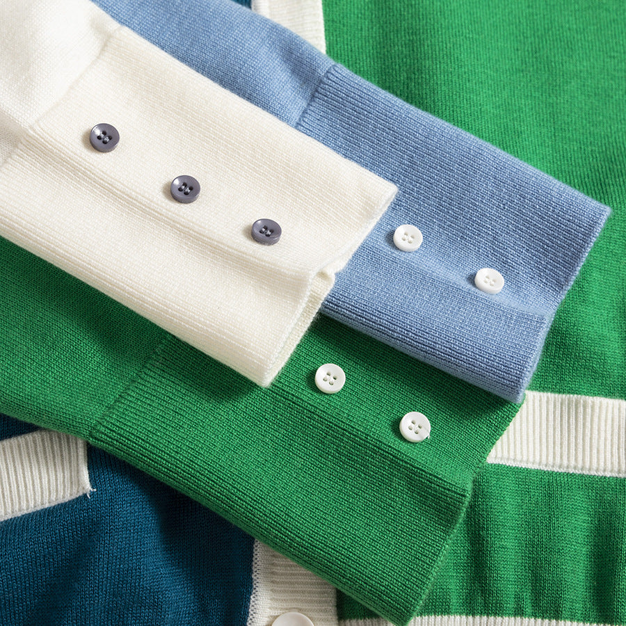 Femme Farveblok V-Audskæring Cardigan Pullover Stilla
