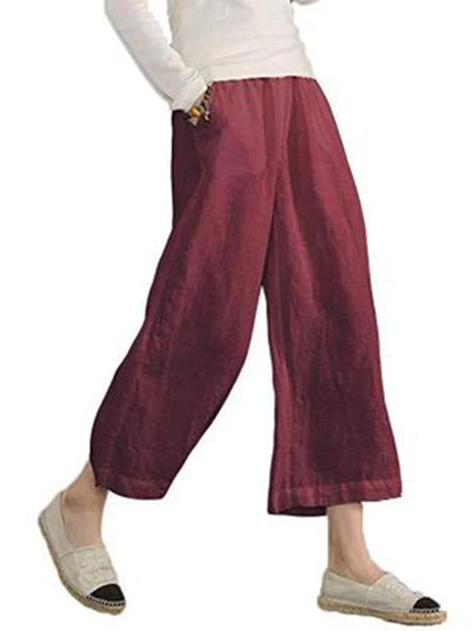 Dame Casual bred sommerbukser med elastisk talje og praktiske lommer Stilla