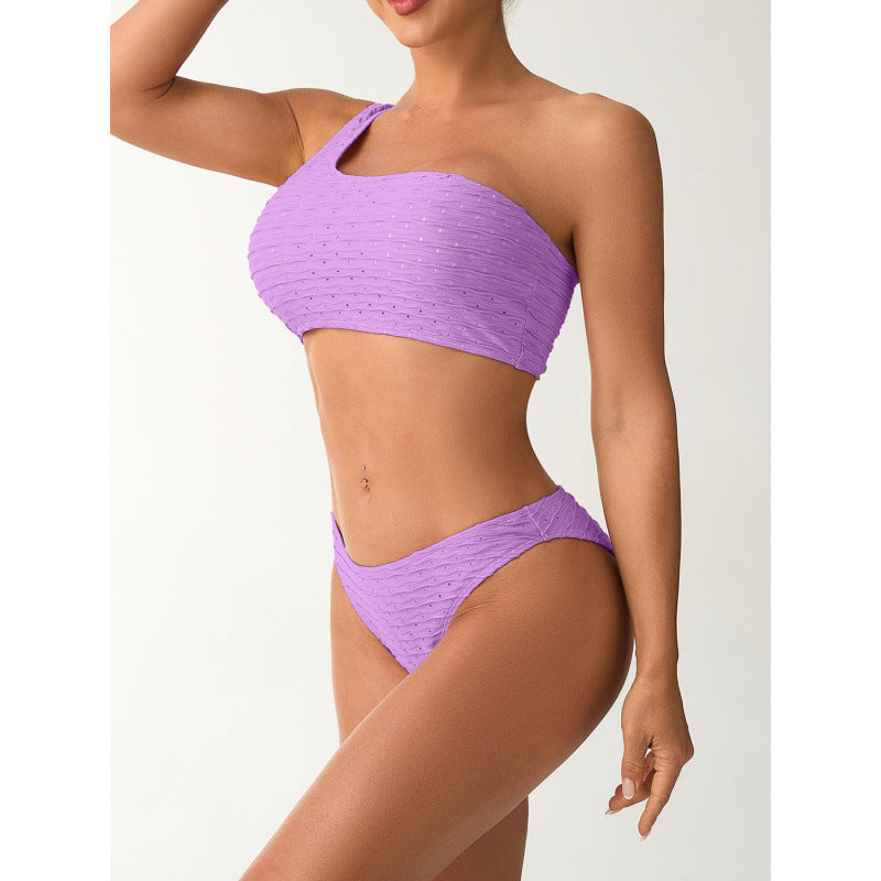Dame En-sidet Bikini med elegant rippedesign og justerbare stropper Skovae