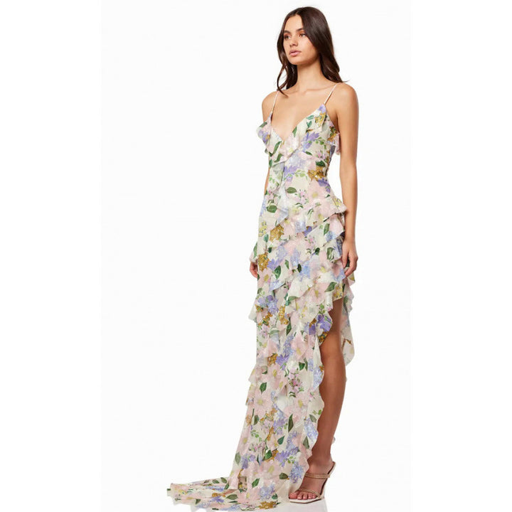 Femme Floral Volant Høj-Lav Kjole Stilla