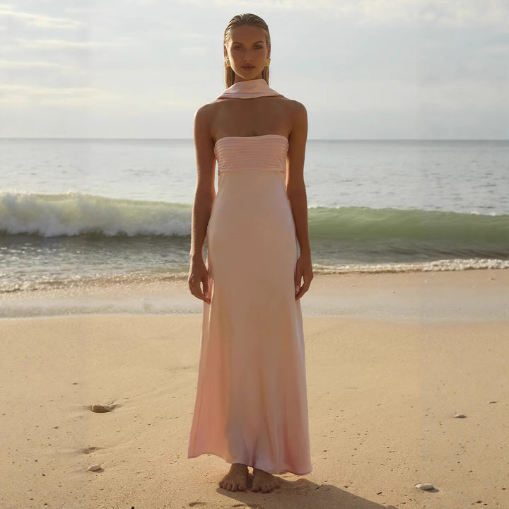 Kvinder Elegant Maxi Kjole med Off-Shoulder Design og Slank Top