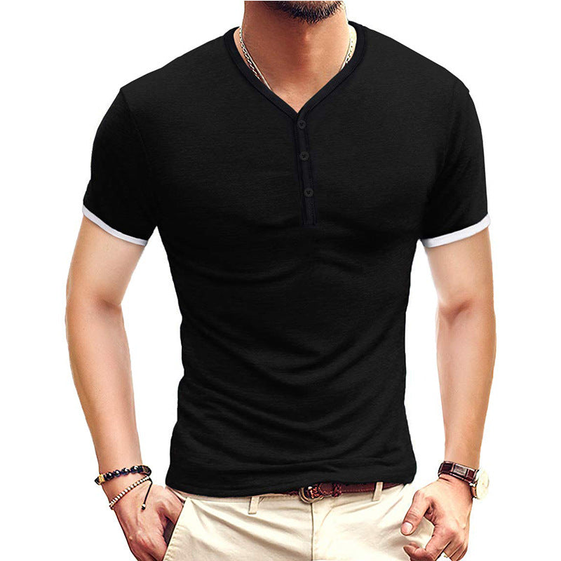 Herrer kortærmet Henley-shirt med kontrasterende accenter Stilla