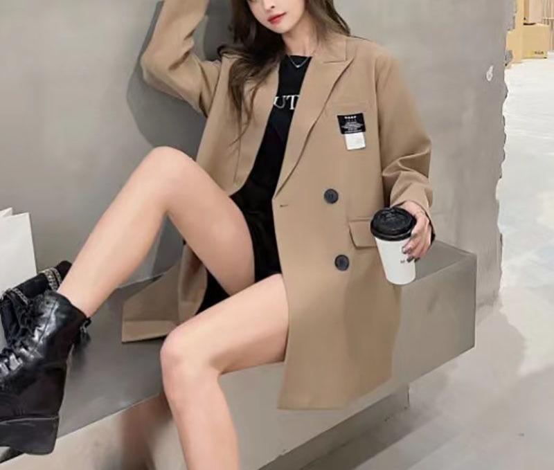 Kvinders oversized blazer med tekstureret stof Stilla