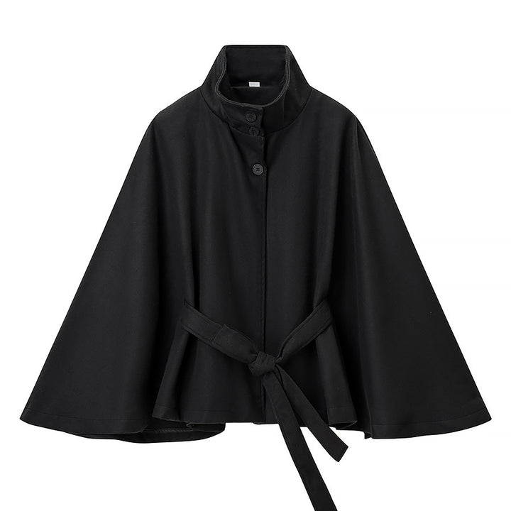 Dame elegant cape jakke med justerbart bælte Stilla