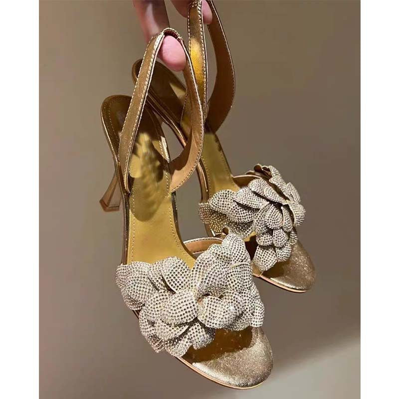 Dame rhinestone-besatte slingback-sandaler med knude-detail Stilla