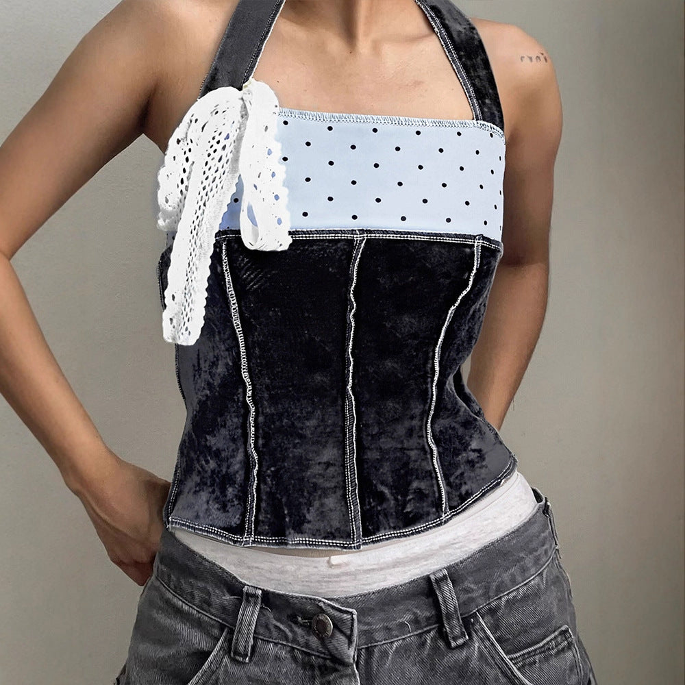 Kvinde trendy Bustier-top med spidse accenter og legende design Skovae
