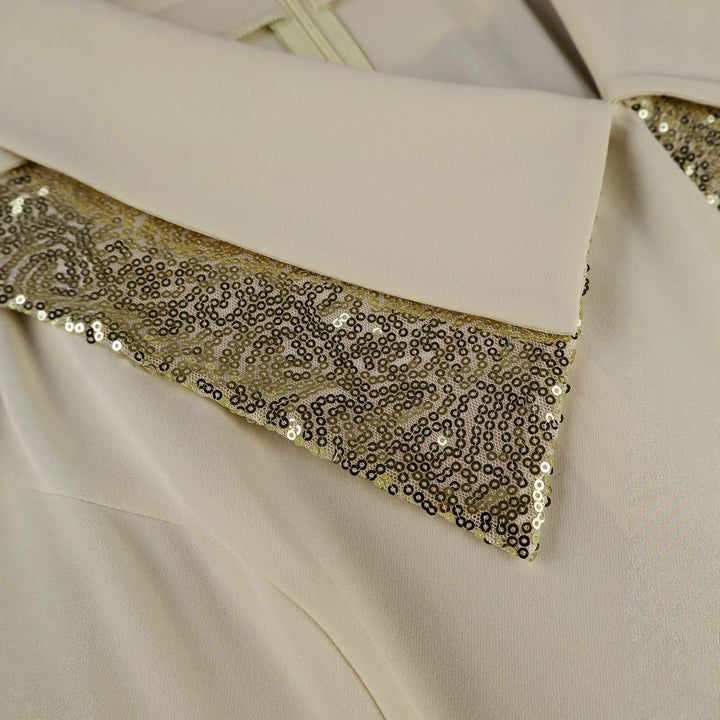 Dame elegant midi kjole med funklende krave Skovae