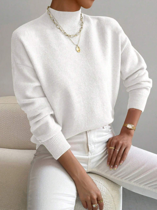 Kvinders sweater med høj krave og blødt materiale Stilla